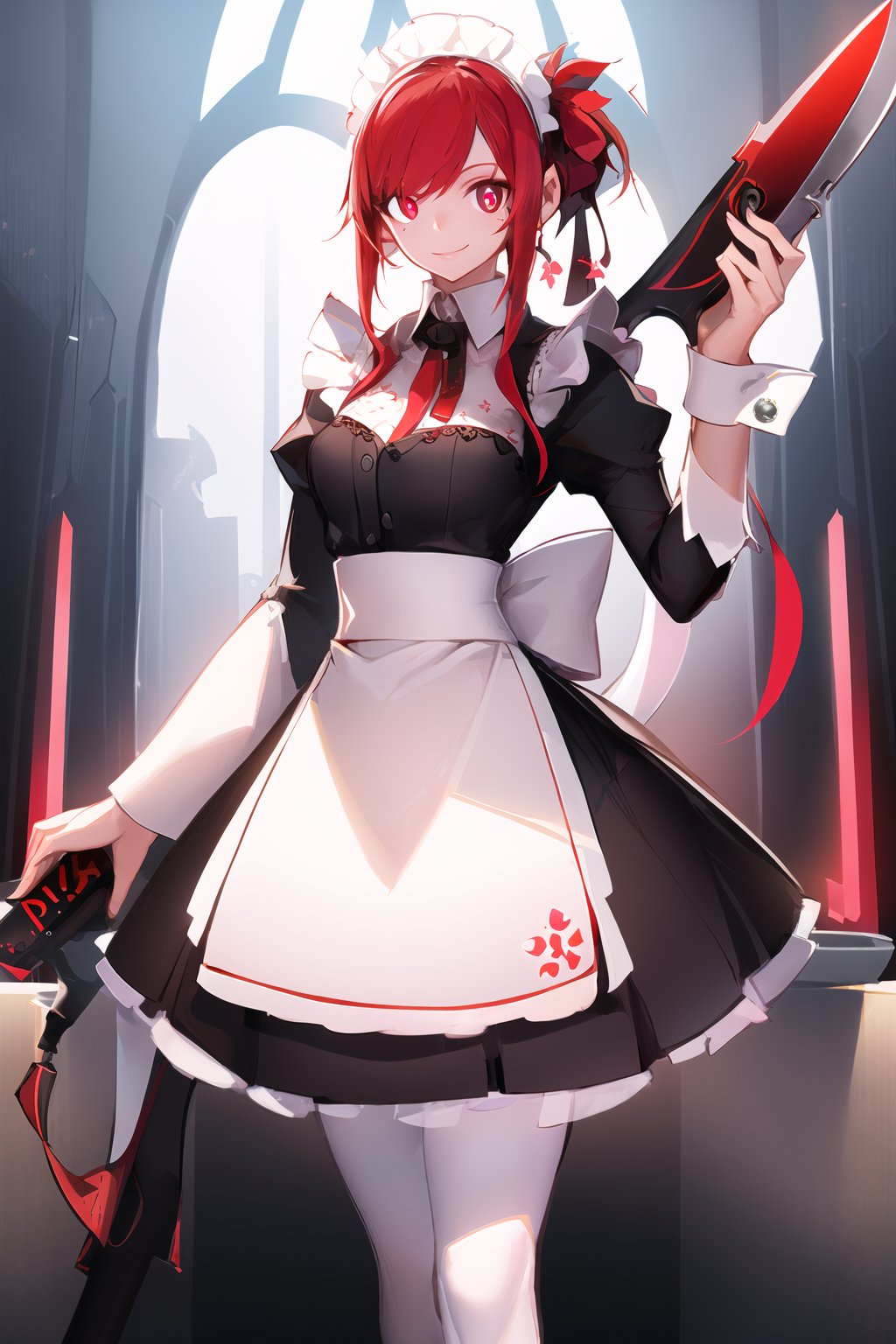 00036-1600383639-(masterpiece, best quality_1.2), , (thick outlines, cinematic lighting_1.2), solo, 1girl, maid, facial mark, smile, looking at v.jpg